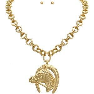 Horse & Horseshoe Necklace Set